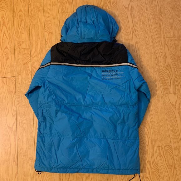 Boys Blue Grey Winter Down Jacket Coat Lightweight - Picture 4 of 4